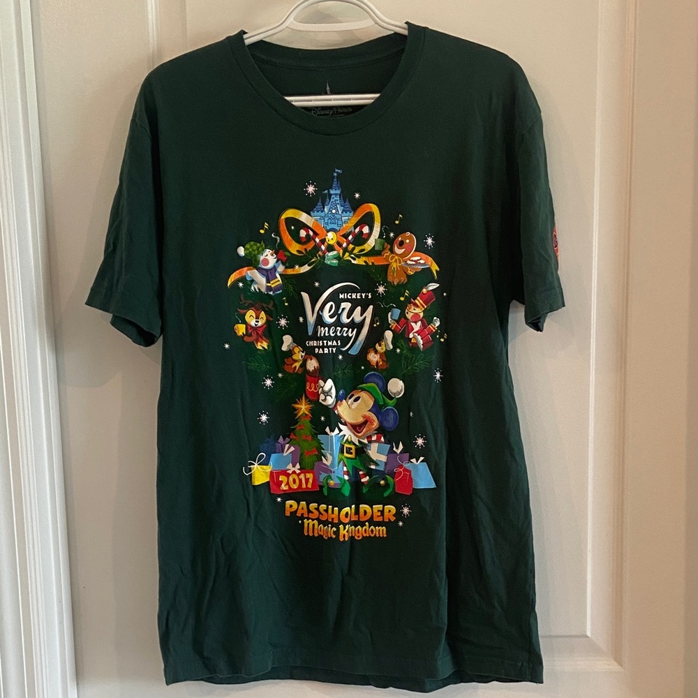 Disney Womens Dark Green Holiday T-Shirt